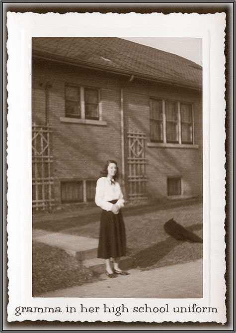 gramma in her school uniform